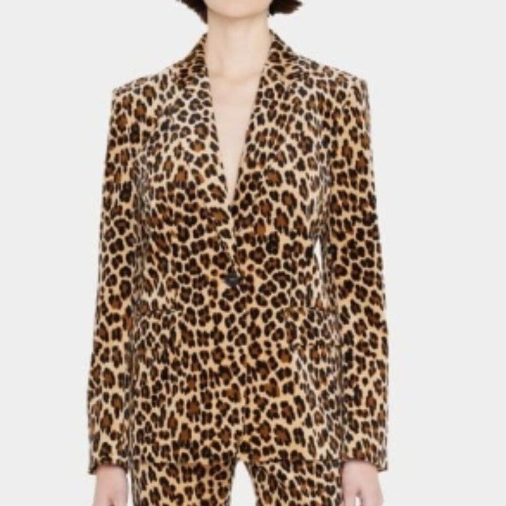 Frame Classic Blazer Leopard Velveteen One-Button Blazer 6